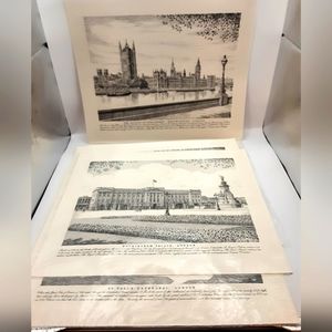 Vintage Set of Four Lithograph Prints of London by John Mortlock